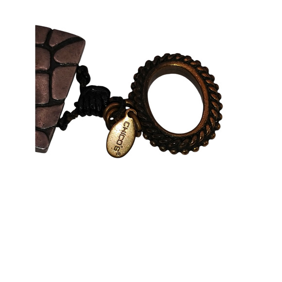 Chico's Gold & Silver Tone Animal Print Necklace/Bracelet with Leather Chain - Picture 8 of 13